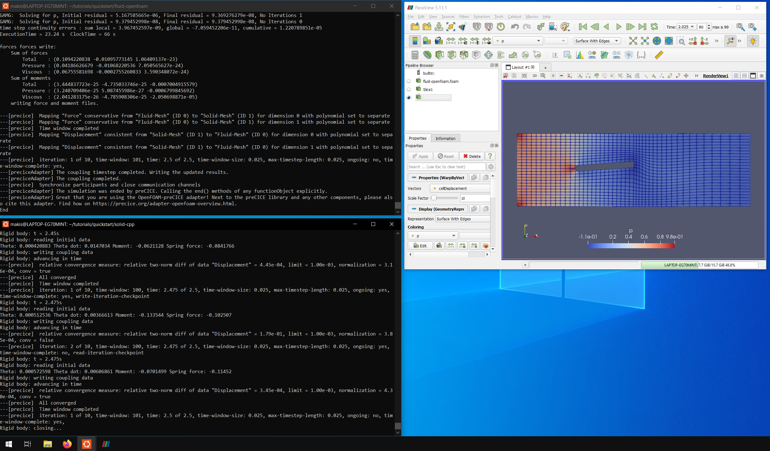 Running preCICE on Windows via WSL, while post-processing in the Windows Desktop
